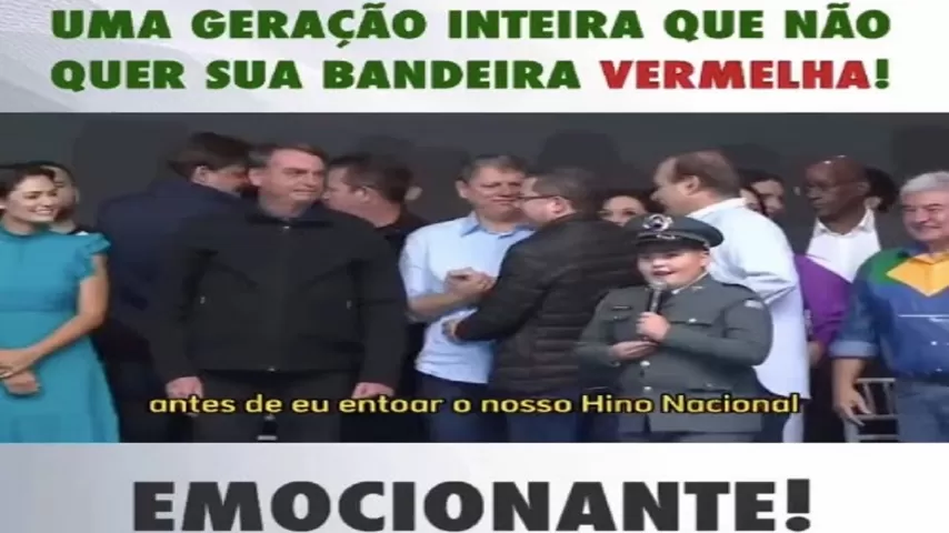 Criança fala com Bolsonaro: “Bandeira jamais será vermelha”