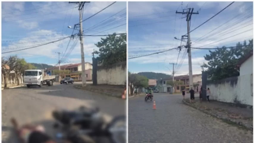 Motociclista fica ferido após enroscar pescoço e veículo em fio pendurado no centro de Ipiaú