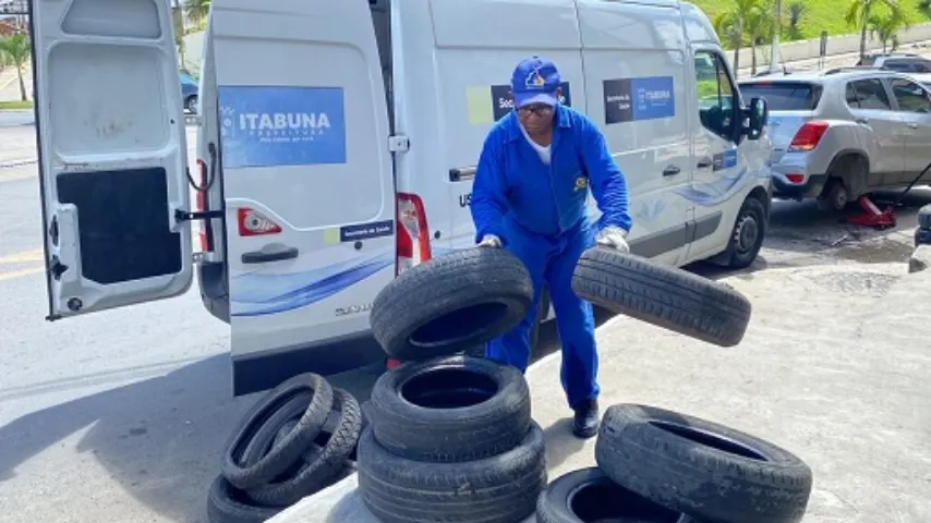 Prefeitura recolhe mais de 300 pneus ao intensificar operação no feriado do padroeiro de Itabuna